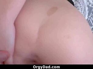 Stepdad's hardcore sex with girl in orgy