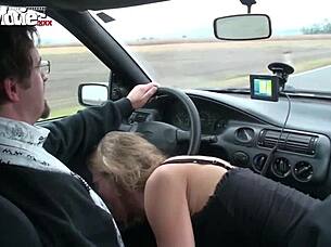 Beautiful blonde amateur gives a good blowjob and then has sex with a older man