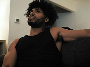 Hot muscular roommates engage in hairy gay sex with rimjob and bareback blowjob