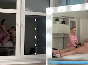 Real porn actress sugarnadya is back, this time she is giving a lingama massage with gloves