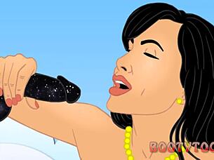 Interracial sex in a cartoon with a big ass MILF