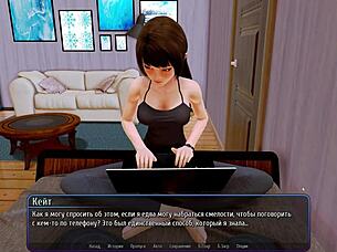 Beautiful Asian women in animated porn game have big tits and anal sex