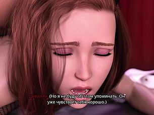 Beautiful women in bondage in a threesome in a cartoon adult film