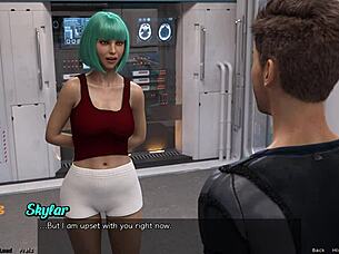 Beautiful woman with perfect figure examines a man in space in a porn movie called Stranded in Space 88