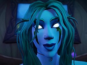 Beautiful night elf from World of Warcraft has cowgirl sex with face to face position and ASMR sounds