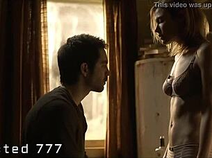 Beautiful actress in a hot Hollywood scene in a love making scene