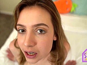 Tiny stepdaughter Daisy has a roleplay with stepfather