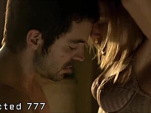 Beautiful actress in a hot Hollywood scene in a love making scene