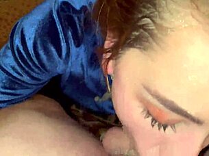 Deepthroat blowjob and face fuck with a sloppy ending
