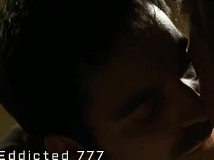 Beautiful actress in a hot Hollywood scene in a love making scene