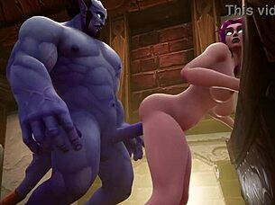 Beautiful blue man gets his ass fucked in this Warcraft parody