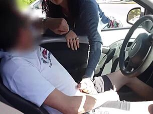 jerking off a stranger in his car while hubby films