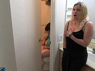 Stepson caught masturbating in the bathroom and seduces his stepmother