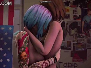 2 hot blondes explore strapon sex in uncensored hentai game