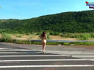 Danna Hot, the exhibitionist MILF who likes to get naked and pee in public