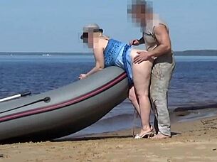 Steamy boat ride with a curvaceous woman and her partner