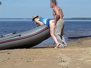 Steamy boat ride with a curvaceous woman and her partner