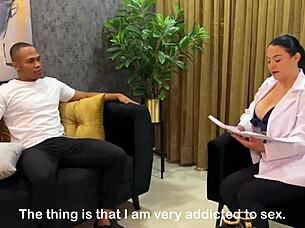 Big dick nympho gets spanked by busty therapist Daniela
