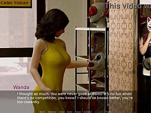 Gamer girl in stockings and see through bra in action
