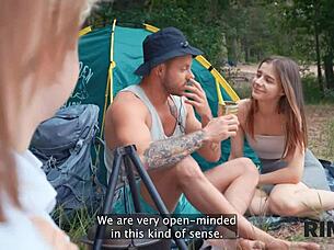 Russian couples try out anal sex and rimming in the woods