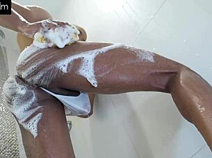 A young and straight man uses his dick to stretch a tight ass in the shower