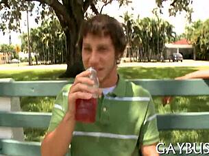 Gay men having sex in a porn video