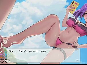 Femdom and titty fuck in an anime game called The otherworldly beach - part 1