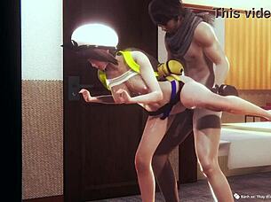 3D animated couple has hot cartoon sex
