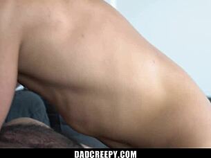 Stepdaddy and stepson's taboo shower scene escalates to hardcore sex