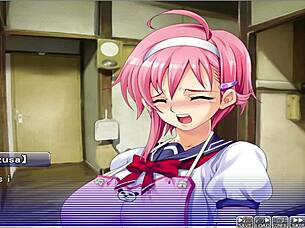 Animated hentai with double penetration action in the Apartment of Love series
