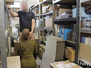 Big cocked boss fucks housewife hard in warehouse
