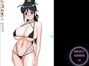 Japanese style cartoon porn with an anime babe and a sex toy