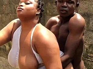 European bbw gets rough outdoor sex with big tits lover