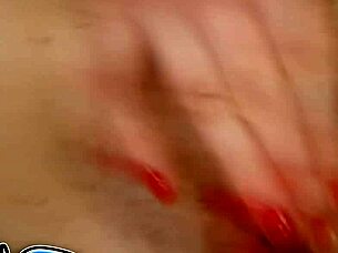 Horny student's close-up masturbation with vibrator for amateur porn