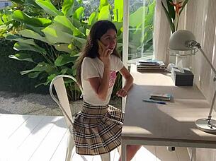 Stepdad hooks up with his porn star stepdaughter outdoors