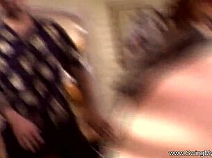 A chubby bride and groom have a hot threesome with another couple