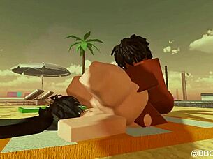 Big black cock fucking femboy bunny in Roblox Spanish sub