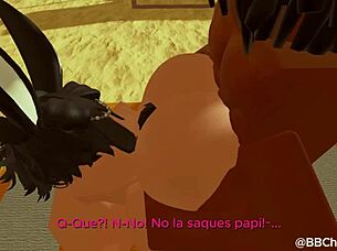 Big black cock fucking femboy bunny in Roblox Spanish sub