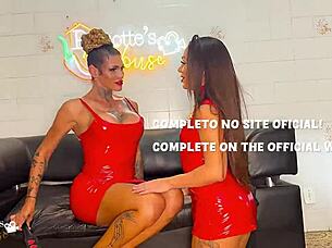 Sultry Brazilian trannies in lingerie get naughty in town