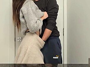 Petite girl had sex right in the toilet, moaning with pleasure