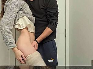 Petite girl had sex right in the toilet, moaning with pleasure