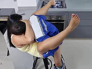 Horny housewife seduces gas technician for repair
