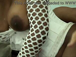Black babe gets her fuck hole stretched by monster cock