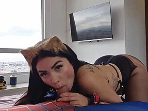 Spiderman surprised a naughty girl, their-hot-superhero-sex