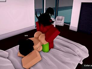 A hot girl is fucking in front of her girlfriend with a demon