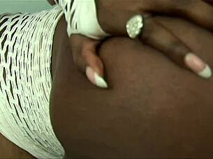 Black babe gets her fuck hole stretched by monster cock