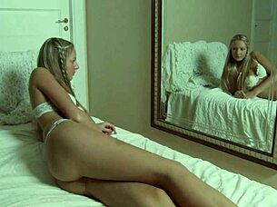 Girl next door finger bangs her sweet pussy