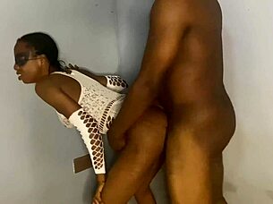 Hot ebony slut gets her pussy hammered in a steamy session