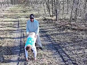 A couple got fucked outdoors while being filmed by a drone