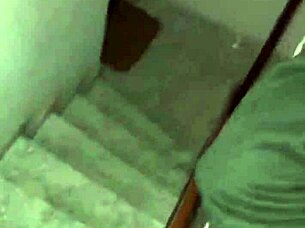 Couple enjoy sex on the staircase while neighbors sleep